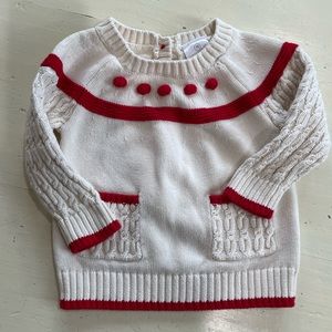 Hanna Andersson 12-18 month cream sweater with red detail